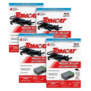 Tomcat Mouse Killer Child Resistant, Disposable Station, 4-Pack (16 Preloaded Stations)
