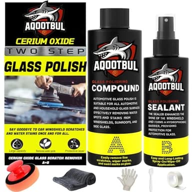 Cerium Oxide Glass Polishing Kit - Remove Scratches, Water Spots & Restore Clarity | Windshield Scratch Remover with Polish & Sealant | Complete DIY Kit