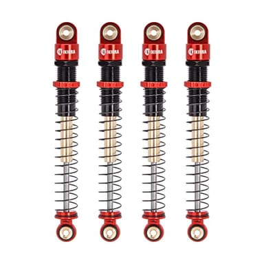 INJORA 51mm Shocks-Long Travel Threaded Double Barrel Damper for Axial AX24 SCX24 Upgrade 1/24 RC Crawler（Red）