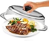 Tall Glass Microwave Splatter Cover for Food - Cookware & Bakeware Serving Dish Cover, Plate Splatter Guard Lid with Easy Grip Silicone Handle Knob - 100% Food Grade BPA Free & Dishwasher Safe - 10in.