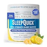 Relaxium Sleep Quick Gummy, Sleep Aid Support, 5 mg Melatonin, Vitamin D-3, Prebiotic & Probiotic Blend, Gluten & Drug Free, Lemon Flavor, 60 Gummies