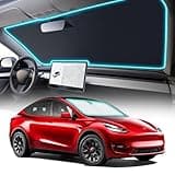 INSAUTO Windshield Sun Shade for 2016-2025 Tesla Model Y Model 3 Accessories, [Upgraded 7-Layer Protection], Foldable Front Windshield Sunshade, Block Out UV Rays & Heat, Keep Car Cool