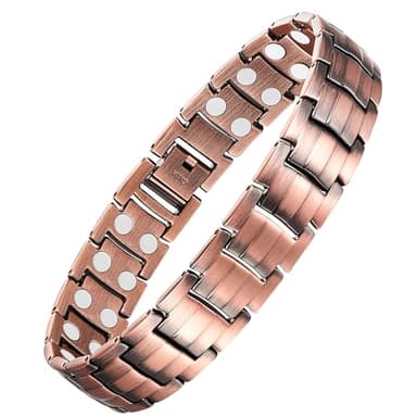 Feraco Men's Copper Magnetic Bracelet Elegant 99.99% Solid Copper Bracelets with Double-Row Strong Magnets,Magnetic Jewelry