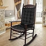 ELFJOY Extra Large Rocking Chair Cushion Non-Slip Linen Chair Pads Thick Back and Seat Cushion 2 Piece Set with Ties