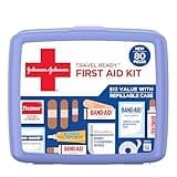 Band-Aid Travel Ready Portable Emergency First Aid Kit for Minor Wound Care with Assorted Adhesive Bandages, Gauze Pads & More, Ideal for Travel, Car & On-The-Go, 80 pc