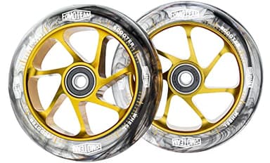 Pro Stunt Scooter Wheels 110mm24mm Watercolor Effect with ABEC-9 Bearings Installed 2-Pack Scooter Replacement Wheels (Black PU Gold Core)