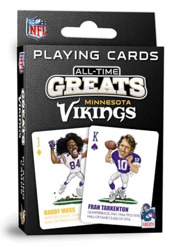 Masterpieces NFL Minnesota Vikings Playing Cards, Officially Licensed All Time Greats Deck, Premium Team Collectible Game Night Poker Play, MN Vikings Gifts Fans and Collectors, Tailgate Entertainment