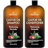 Castor Oil Shampoo and Conditioner - An Anti Hair Loss Set Thickening formula For Hair Regrowth, Anti Thinning Sulfate Free For Men & Women Anti Dandruff Treatment - 16 oz