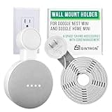 Sintron Outlet Wall Mount Holder for Google Nest Mini and Google Home Mini, A Space-Saving Accessories with Cord Management for Google Smart Speakers 1st Gen. and 2nd Gen., No Messy Wires or Screws.