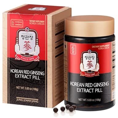 JUNG KWAN JANG Korean Red Ginseng Extract Pill - Red Panax Ginseng Energy Supplements with Rice Powder, Vitamins C & E - No Caffeine (800 Pills, 5.93 oz)