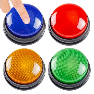 IBLESSU 4-Pack Buzzers for Trivia Games, Family Feud Jeopardy Buzzer, Game Buzzers with Lights and Sound, Answer Buzzers for Classroom, Buzzer for Game Show, Quizzes Party and Trivia Nights