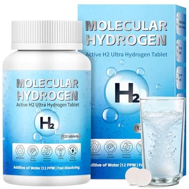 Hydrogen Water Tablets with Magnesium - 12 PPM H2 Molecular Hydrogen Tablets for Drinking Water, Fast-Dissolving, Antioxidant Support for Cellular Vitality, Energy Recovery, Non-GMO, 120 Count