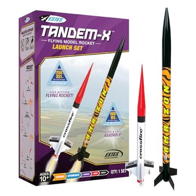 Estes 1469 Tandem X Rocket Launch Set, Prebuilt Beginner Flying-Rocket-Model Set for Ages 10+, Includes Launch Pad System