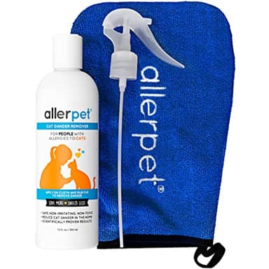 Allerpet Aloe Vera Free Cat Dander Remover - Pet Dander Allergy Relief, Natural & Safe Allergy Relief for Cats and Humans, Soothing Chamomile & Rosemary, Made in USA (12 oz)