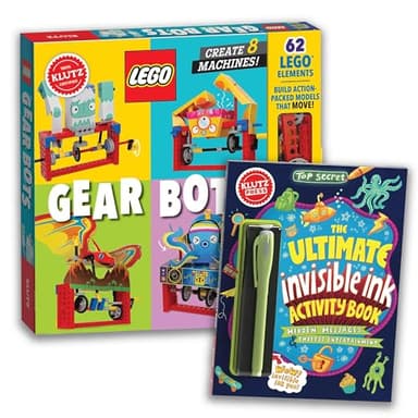 Klutz Lego Gear Bots Science Building Kit Invisible Ink Activity Book, 62 Elements to Make 8 Different Versions of Moving Machines
