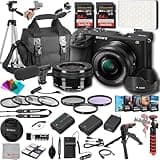 Sony a6700 Mirrorless Camera with 16-50mm Lens, 128GB Extreme Speed Memory,Microphone, 120 LED Video Light, Tripod, Filters, Hood, Grip,Spare Battery & Charger, Editing Software Kit -Deluxe Bundle