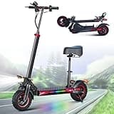 1200W Electric Scooter Adults with Seat - Adults Electric Scooter 11" Offroad Escooter 34MPH Speed, 31Miles Long Range Fast Electric Scooter for Adults,48V 18Ah Foldable Electric Scooter(RED)