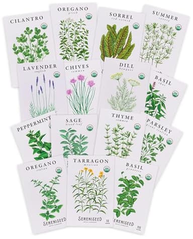 Sereniseed Certified Organic Herb Seeds (15-Pack) – Non GMO, Heirloom – Seed Starting Video
