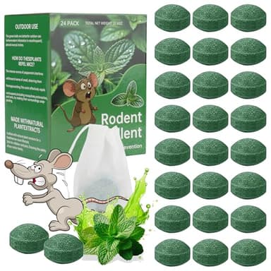 Mouse Rodent Repellent, 24 Pack Peppermint Lemon Oil Mice Repellent for Squirrel Rats Spider Pests, Natural Deterrent for Kitchen, Warehouse, Car, Indoor, Outdoor, Safe for Pets Family