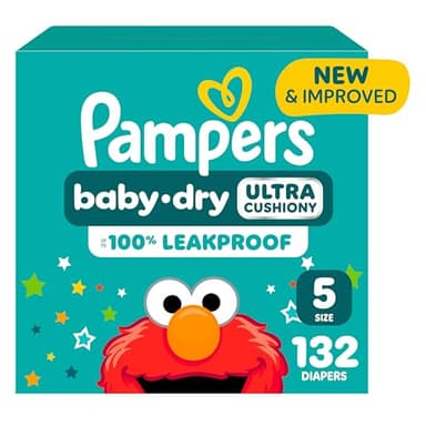 Pampers Diapers - Baby Dry - Size 5, 132 Count, Absorbent Disposable Infant Diaper (Packaging May Vary)