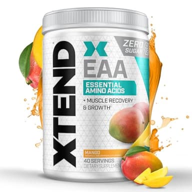 Xtend Scivation EAA + BCAA Powder | Muscle Recovery & Lean Muscle Growth | 9 Essential Amino Acids for Intra Workout or Post Workout Recovery | 10g EAAs Per 2 Servings | Mango 40 Servings