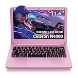 Windows Laptop,Pink mini Laptop,Celeron N4000 Processor, 8 GB RAM, 256 GB Storage,11.6-inch HD Display, Windows 11, Laptop for Entertainment or Student use