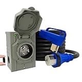 50AMP 15Feet Generator Cord with Pre-drilled Power Inlet Box, 50 Amp 4 Prong, 125V/250V NEMA 14-50P Male to SS2-50R, STW 6/3+8/1 AWG Twist Locking with Inlet Box for Generator to House, UL&ETL Listed