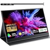 UPERFECT True 4K Portable Monitor, 600 Nits Brightness 100% AdobeRGB, Unique Arch Metal Frame, 15.6'' UHD IPS 3840x2160 USB C Monitor, HDR FreeSync Dual Speakers Type-C HDMI OTG w/Smart Case