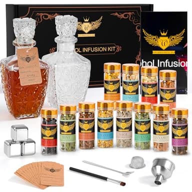 JenChrysm Whiskey Infusion Kit - Alcohol Infusion Kit to Make Your Own Flavored Drink, Whiskey Making Kit with Natural Ingredients - Whiskey Set, Tequila Gifts, for Men