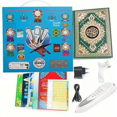 Quran Reading Pen, AIPEBANI Large Size Quran Book Electronic Reader Pen Word-by-Word Digital Rechargeable Holy Quran Recorder 25 Languages and Reciters 6 Books, Ramadan Gift for Kids Adults Blue