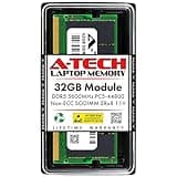 A-Tech 32GB DDR5 5600MHz PC5-44800 CL46 SODIMM 2Rx8 Dual Rank 1.1V Non-ECC Unbuffered SO-DIMM 262-Pin Laptop Computer RAM Memory Upgrade Module