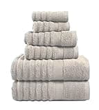 Lane Linen Luxury Bath Towels Set - Luxurious Hotel-Style Shower Towels and Washcloths Sets, 100% Cotton Bath Towel Sets for Bathroom - Includes 2 Bath, 2 Hand & 2 Wash Cloths (Set of 6) - Platinum
