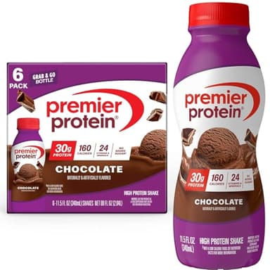 Premier Protein Shake, Chocolate, 30g Protein, No Added Sugar, 24 Vitamins & Minerals to Support Immune Health, 11.5 fl oz, 6 Pack