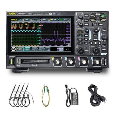 RIGOL Digital Oscilloscope DHO914 125 MHz 4-Ch + 16 Digital 1.25 GSa/s 12-bit 50 Mpts UltraAcquire 1,000,000 wfms/s 7" Touch LAN/USB/HDMI Web Control SCPI for Power Ripple MCU Bus