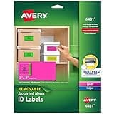 Avery Multipurpose Labels, Removable, Assorted Neon, 2 x 4 Inches, Pack of 120 (6481)