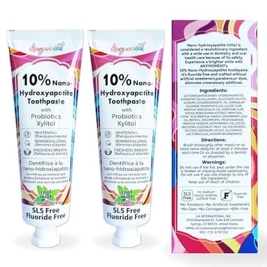 Anymoment 10% Nano Hydroxyapatite Toothpaste (Fluoride Free), Whitening*, Supports Enamel Care*, Appropriate for Sensitive Teeth*, SLS Free, Xylitol nHA Toothpaste for Adults, Mint 4oz (Pack of 2)