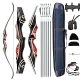 PMZ Recurve Bow and Arrow Set, Newset Professional Aldults Archery Hunting Bow Kit, 60'' Wooden Takedown Bow, for Youth Beginners to Advanced Outdoor Practice & Hunting, Right Hand, 45 lbs
