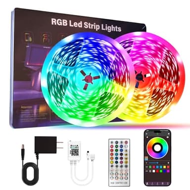 HBOWMDJIA Led Lights for Bedroom 200 FT (2 Rolls 100 FT), with Remote and Application Control RGB Color Changing LED Strip Lights, Music Synchronization, Used for Room, Family, Party Decoration