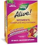 Nature's Way Alive! Women’s Complete Multivitamin, Supports Energy Metabolism and Hair, Skin & Nails, Superfood Antioxidants, B-Vitamins, 50 Tablets (Packaging May Vary)