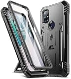 Poetic Revolution Series Case for OnePlus Nord N10 5G, Full-Body Rugged Dual-Layer Shockproof Protective Cover with Kickstand and Built-in-Screen Protector, Black