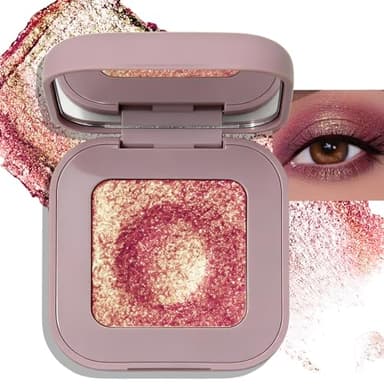 Wugbc Burgundy Pink Gold Shimmer Eyeshadow, Holographic Duochrome Glitter Eyeshadow Palette Color Shift Metallic Sparkling Cream to Powder Purple Eye Shadow Highlighter Makeup for Party/Daily