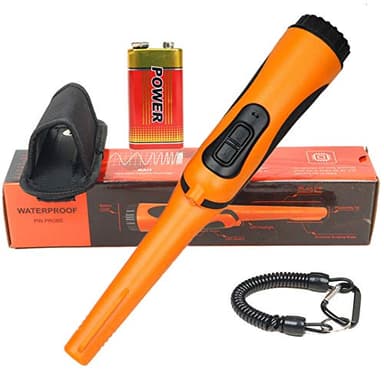 Fully Waterproof Pinpoint Metal Detector Pinpointer,Underwater Pin Pointer Wand with Holster Treasure Hunter Tool,Buzzer Vibration Sound (Three Mode) One Battery Included,Orange