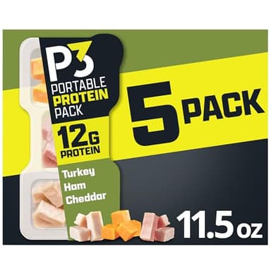 P3 Portable Protein Pack with Turkey, Ham & Cheddar Cheese, 5 ct Pack, 2.3 oz Trays