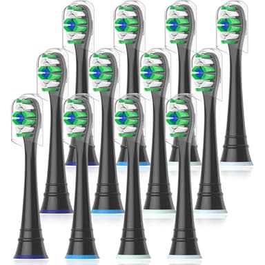 Replacement Toothbrush Heads Compatible with AquaSonic Black Series Vibe Series Elite Series Electric Toothbrush, 12 Count, Black