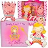 Tickle & Main 3 Pcs Big Sister Gifts for Little Girls, Includes I Hereby Crown You Big Sister Book, Soft Cloth Doll, and Child Size Crown, Ideal for Announcing a New Sibling, Educational and Engaging