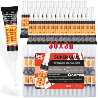 WhizToys 30X 3g Super Glue,Single-use,Clear,Strong Adhesive,Fast Drying Superglue,Cyanoacrylate(CA) Glue for Wood,Plastic,DIY Craft,Leather,Jewelry,Metal Etc