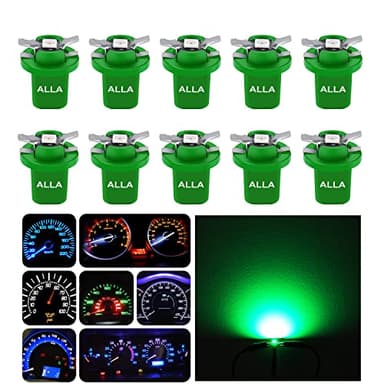 Alla Lighting Super Bright B8.5D 2721MF 17035 BP17035 2351MFX6 LED Bulbs,Green Instrument Panel Lights 3030 SMD Dashboard, Gauge Cluster Speedometer, Indicator Lights