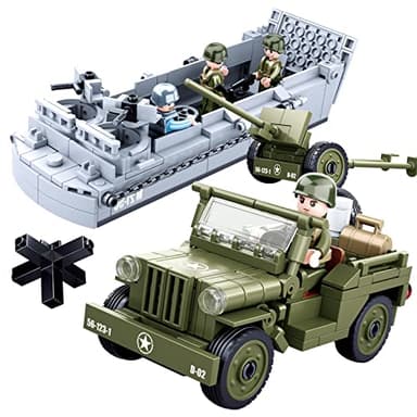 hhohio World War 2 Landing Craft Building Toys WW2 Military Vehicle Brick Set, WWII Army Warship Boat Model Block with 4 Soldiers Figures (325 Pieces)