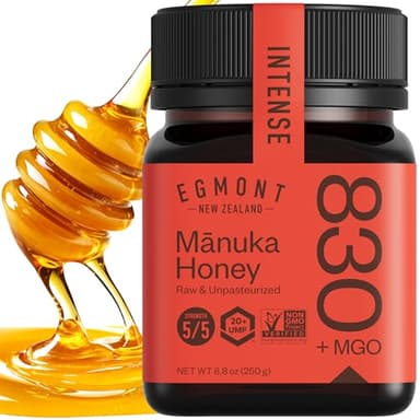 Egmont Honey Manuka Honey UMF 20+ MGO 830+ | 8.8 oz (250 g) | 100% Pure Authentic New Zealand Honey, UMF & MGO Certified, Non-GMO, Kosher, Traceable, Recycled Jar, Immune Support