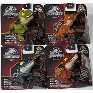 Jurassic World 2022 Snap Squad Attitudes Set of 4 Figures (Tyrannosaurus Rex, Spinosaurus, Mosasaurus, Stegosaurus) from GXW58-956C Release
